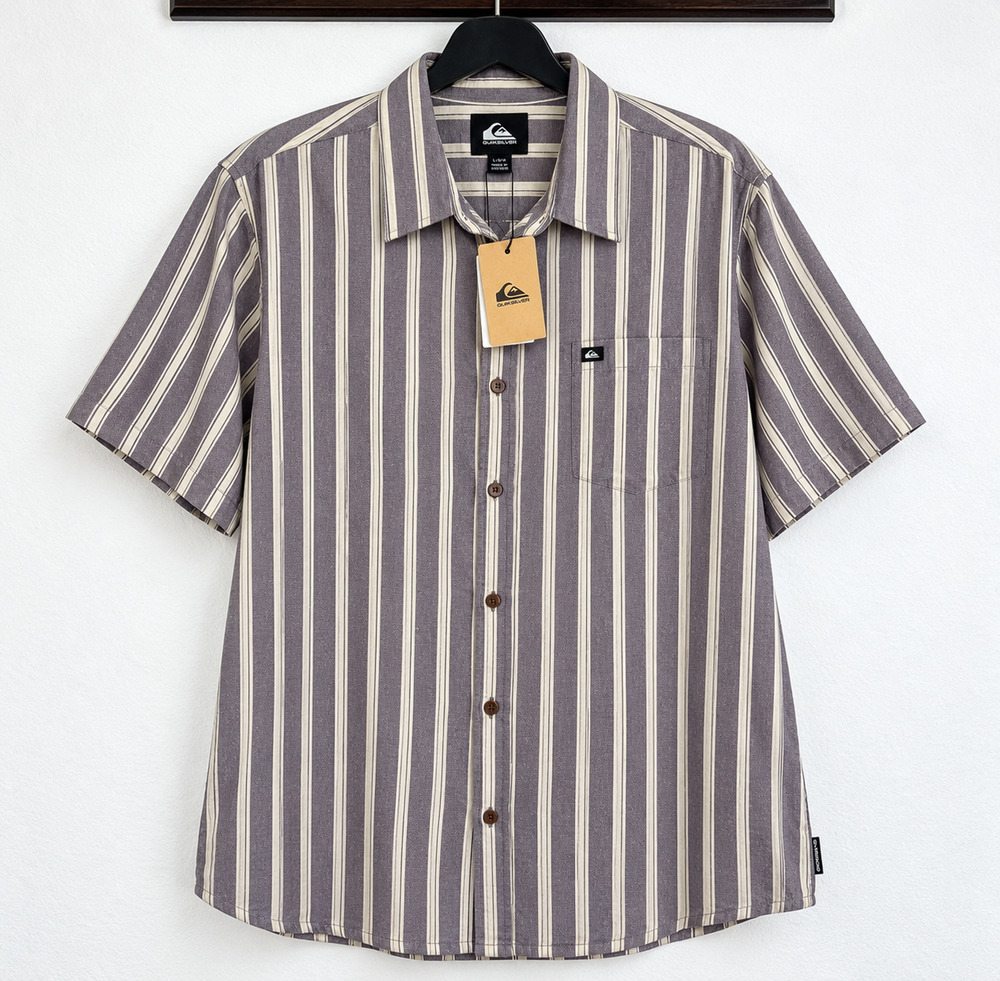 Quiksilver Oxford Striped Shirt Size 2XL Sunset Purple Preppy Skateboard